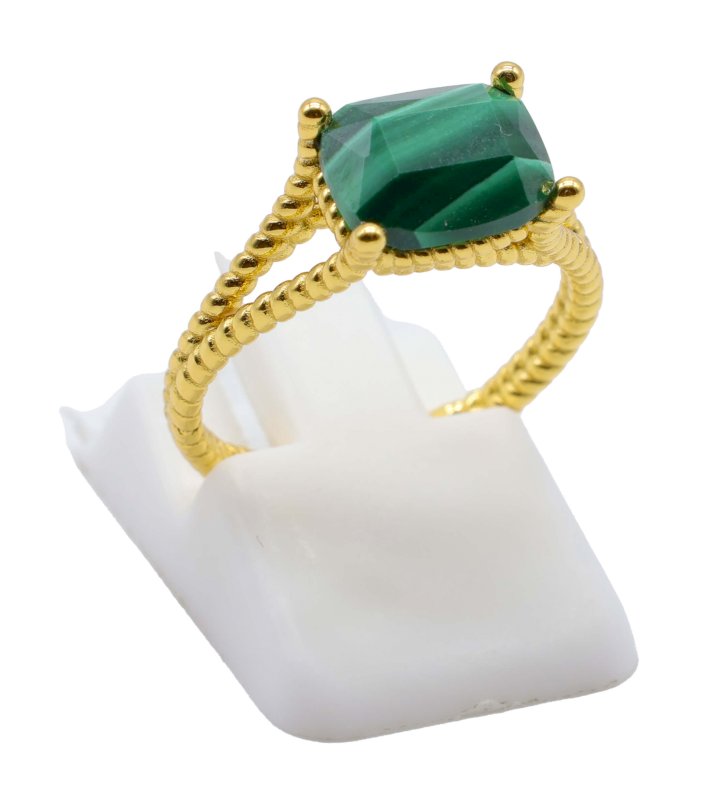 Anello in Argento 925 Malachite Rettangolo