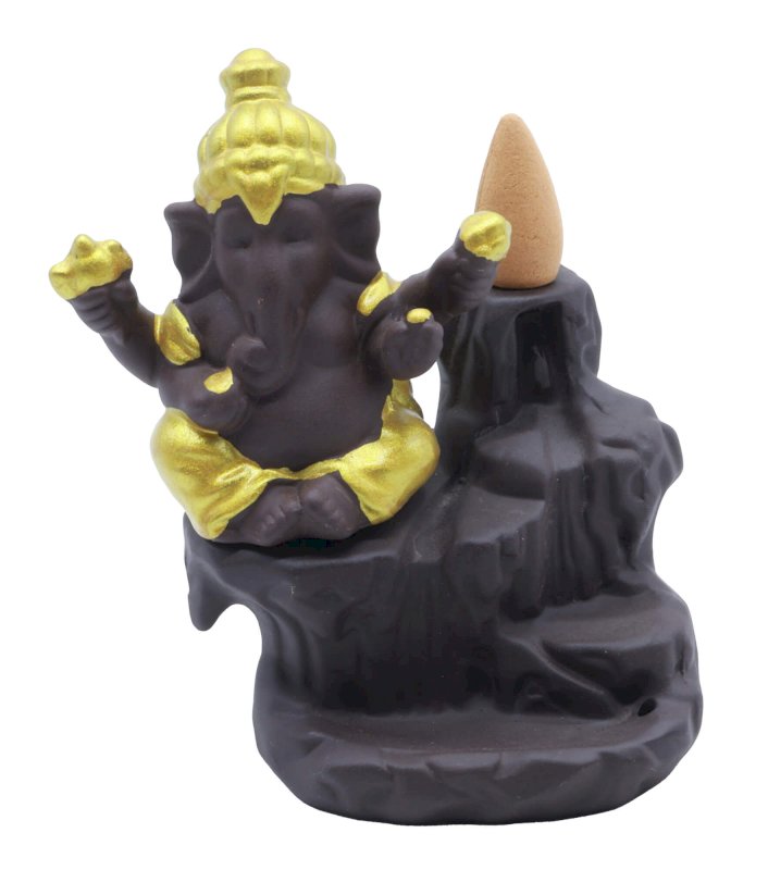 Porta Incenso Di Riflusso Ganesh 14cm