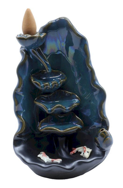 Portaincenso a riflusso Cascata Pesce Ceramica 11cm