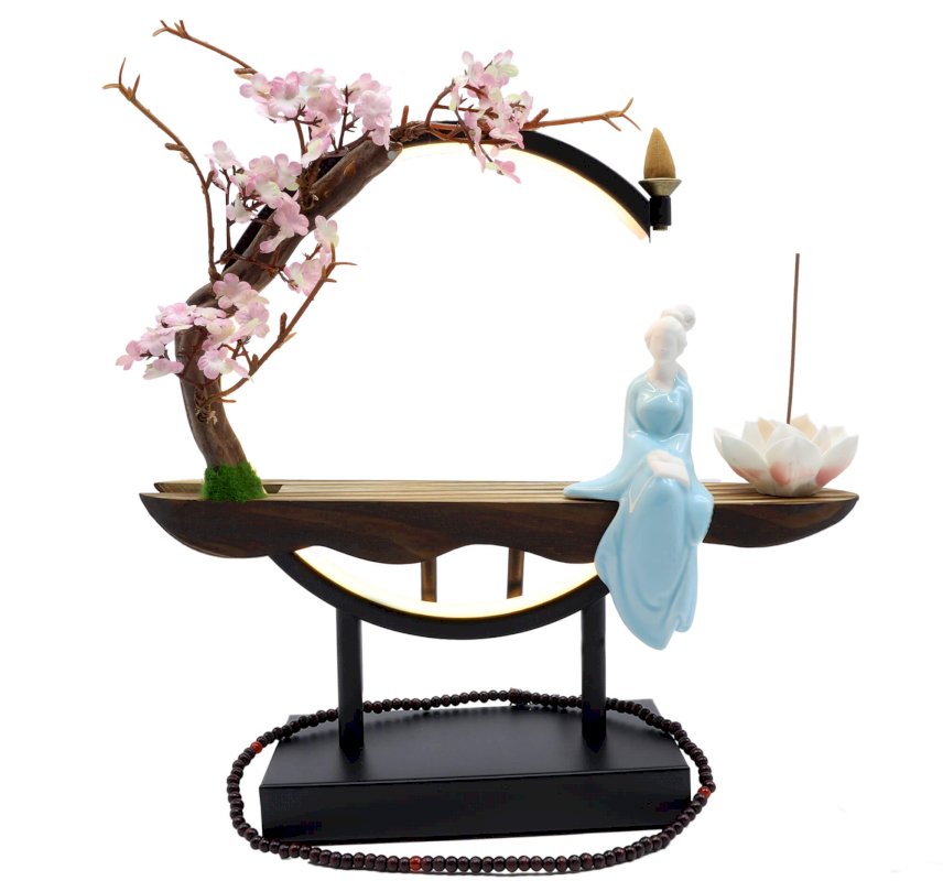 Porta incenso a riflusso, albero da meditazione LED 35 cm