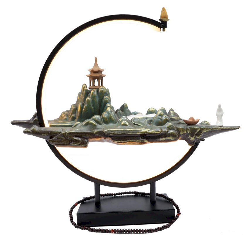 Porta incenso a riflusso a LED da meditazione, a forma di montagna, 45 cm