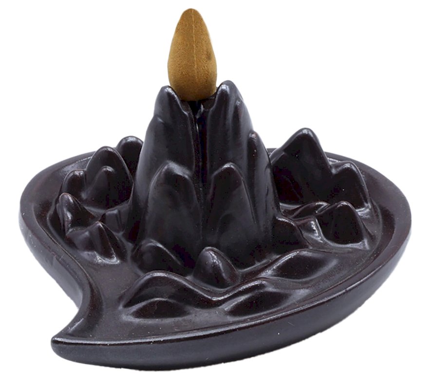 Porta incenso a flusso inverso a forma di cuore di montagna, 14 cm