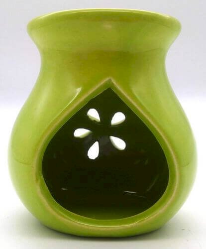 Bruciatore Olio Ceramica Traforato Verde 9cm