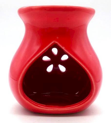 Bruciatore Olio Ceramica Traforato Rosso 9cm
