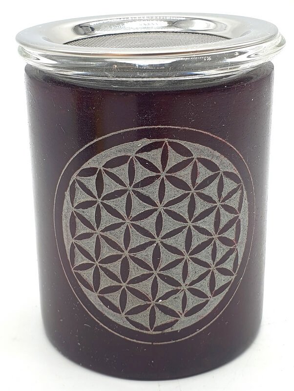 Fiore della Vita Cilindro in Pietra Bruciatore A Olio 10cm