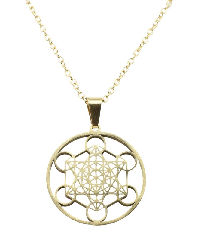 Collana Metatron in acciaio inossidabile placcato oro 2,5 cm