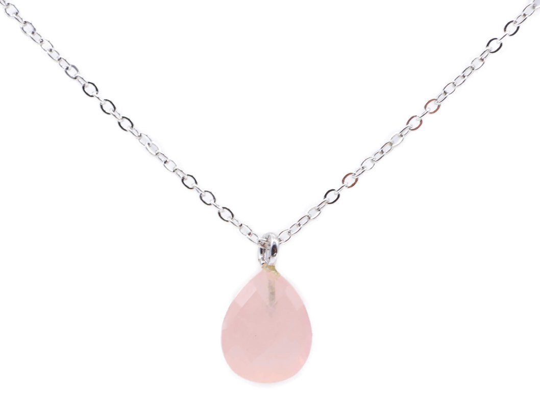 Collana con goccia in argento 925 e quarzo rosa