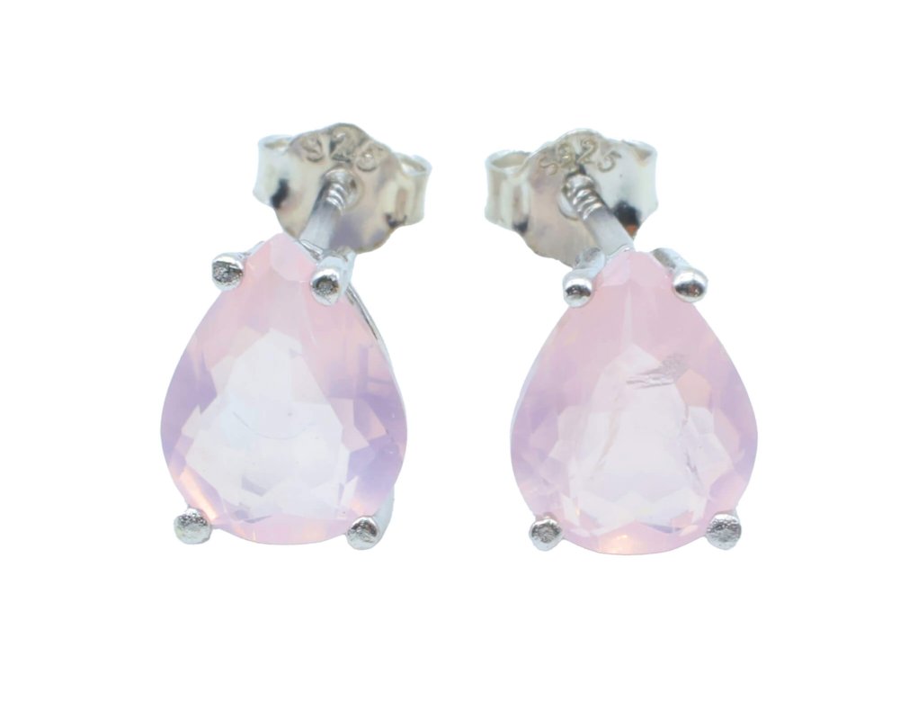 Orecchini a goccia in argento 925 con quarzo rosa