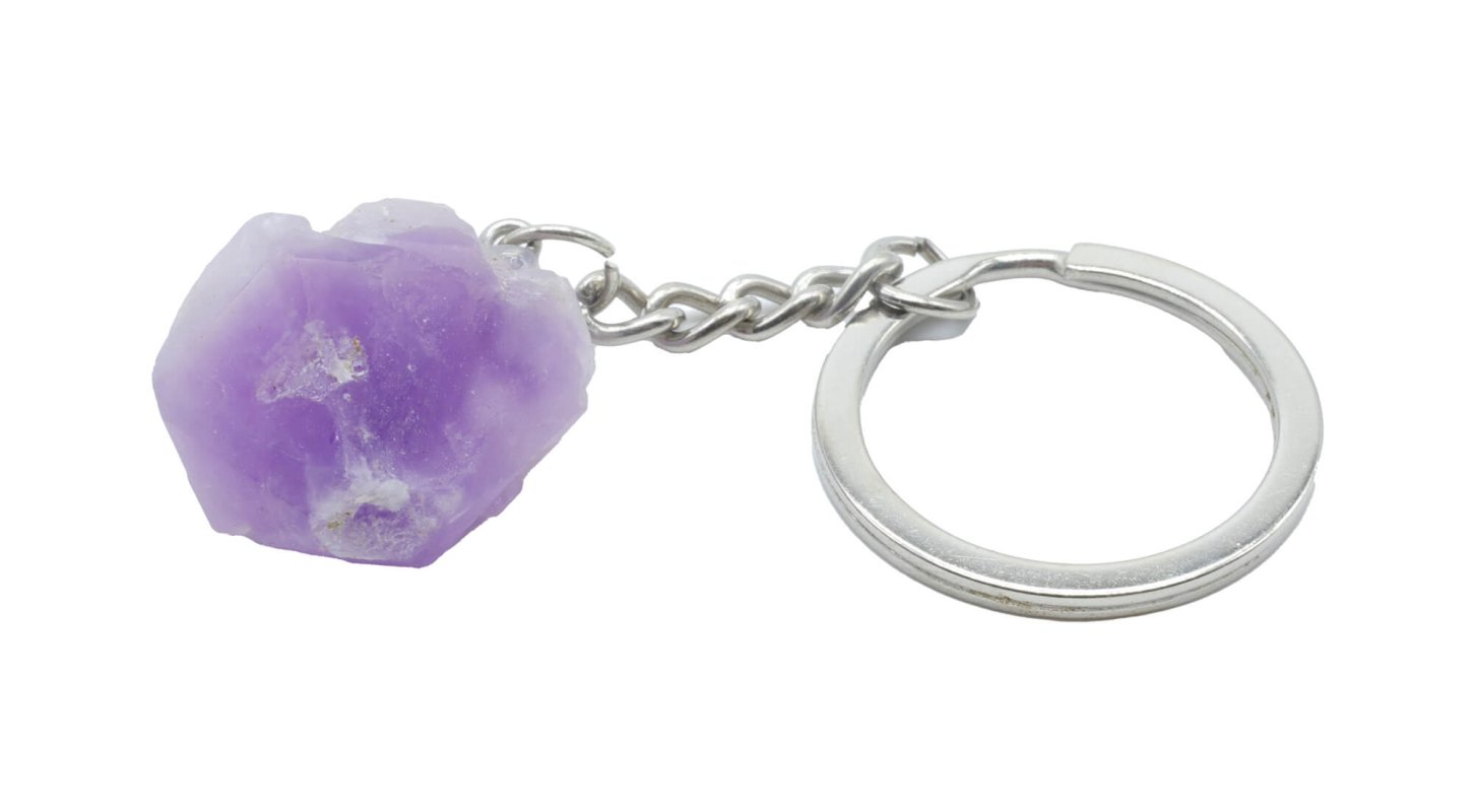 Portachiavi con ametista grezza 3 cm