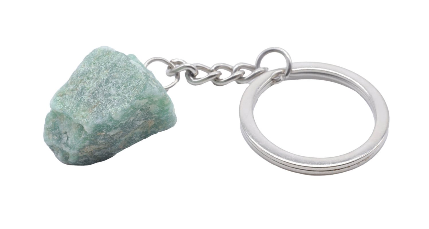 Portachiavi con avventurina verde grezza 3 cm