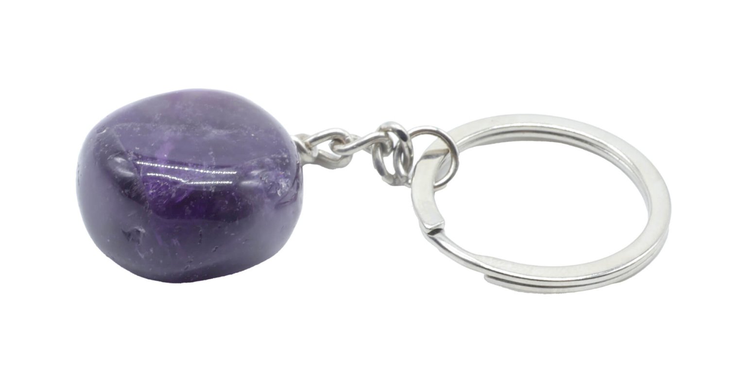 Portachiavi con ametista arrotolata 3 cm