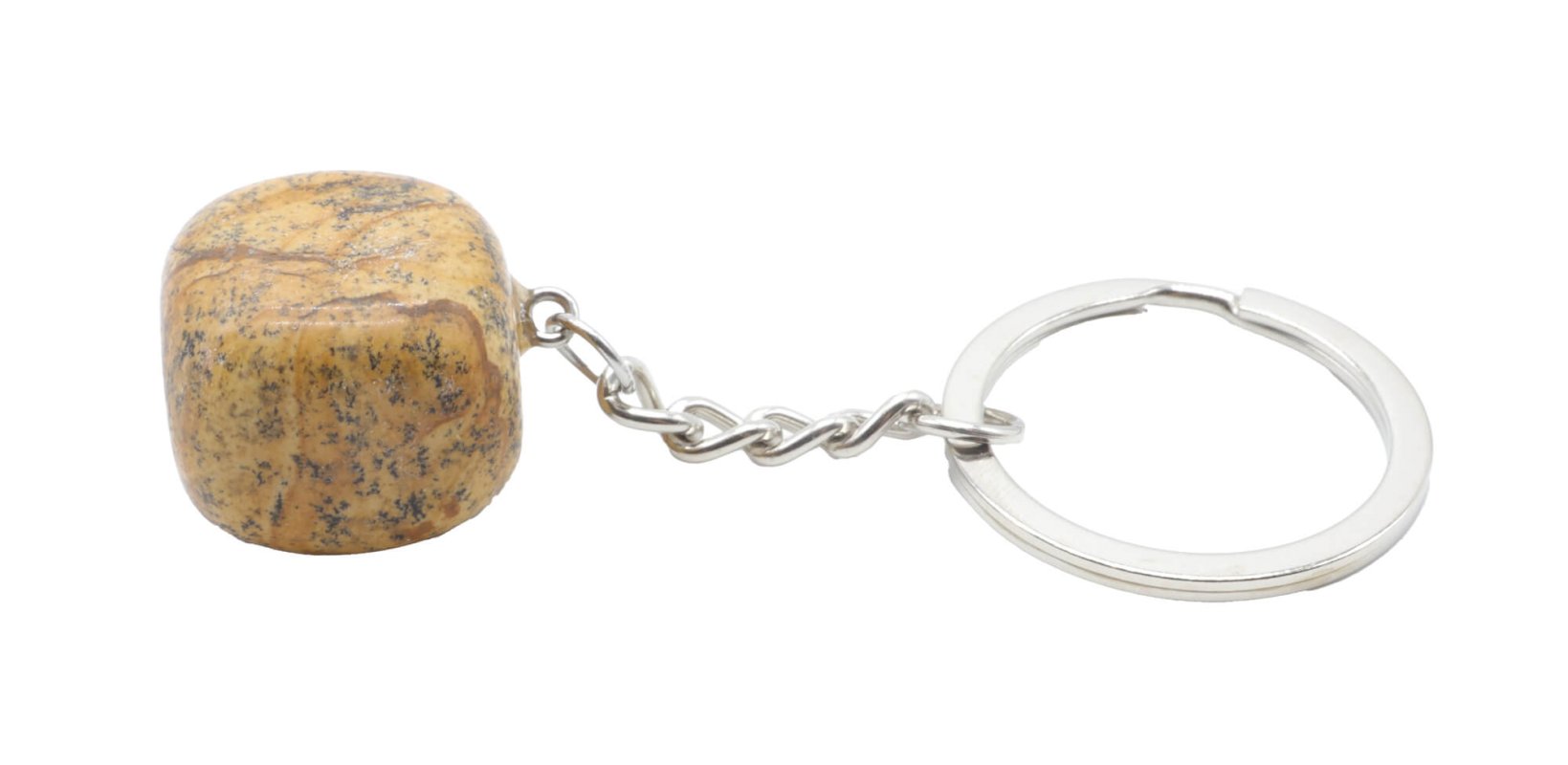 Portachiavi con diaspro paesaggio arrotolato 3 cm