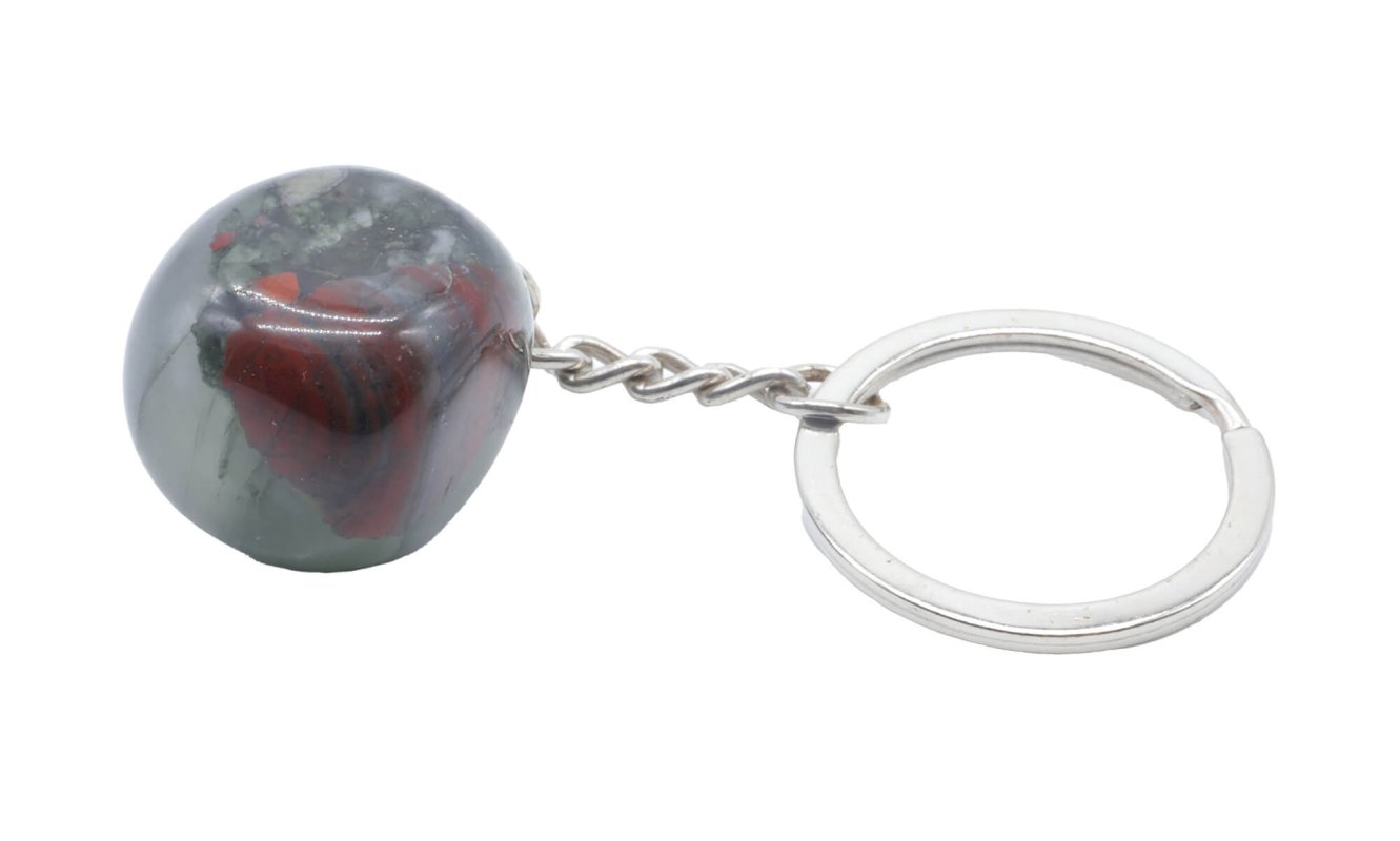 Portachiavi con diaspro eliotropio africano arrotolato 3 cm