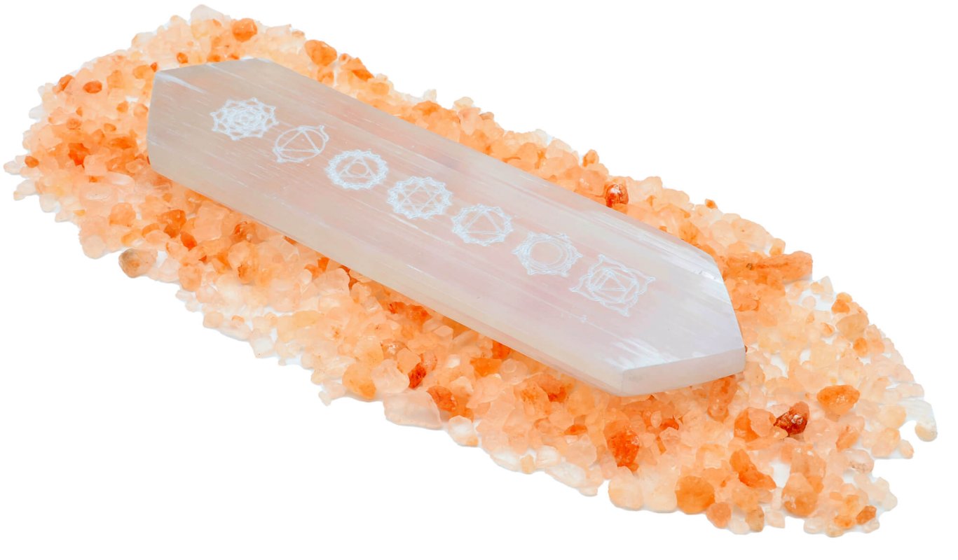 Punta Massaggio Selenite 7 Chakra 15cm
