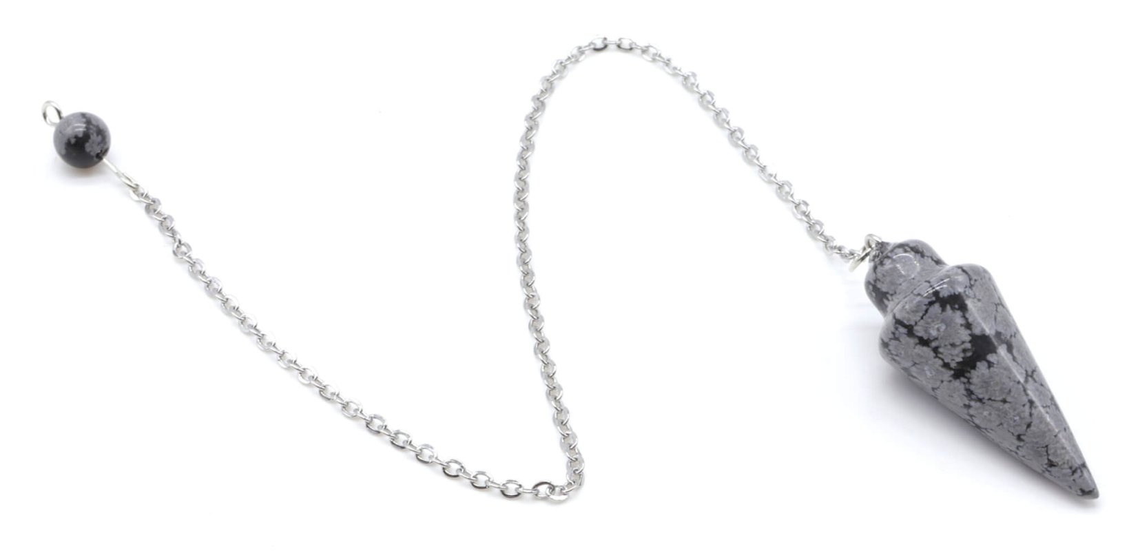 Pendolo a goccia di ossidiana di neve 3 cm