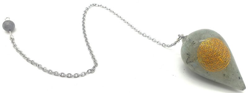 Pendolo inciso Fiore della Vita 4 cm - Labradorite