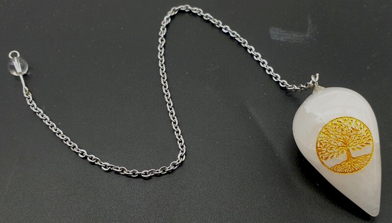 APendolo inciso Albero della Vita 4 cm - Cristallo di Rocca