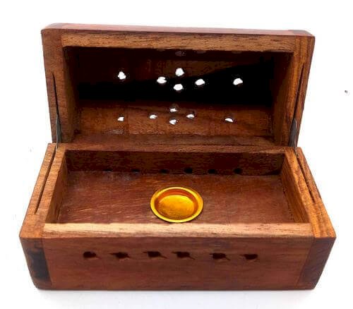 Scatola porta incenso coni in legno 8cm