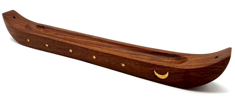 Portaincenso Legno Piroga Luna 36cm