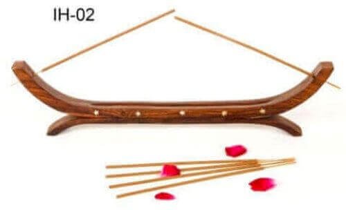 Portaincenso Legno Doppia Piroga 36cm