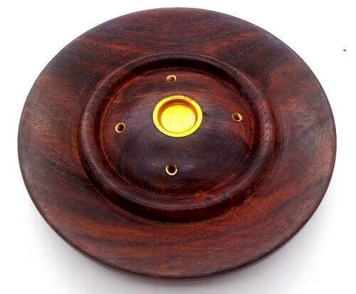 Portaincenso Legno Rotondo Fiori o Colore Unito 13cm