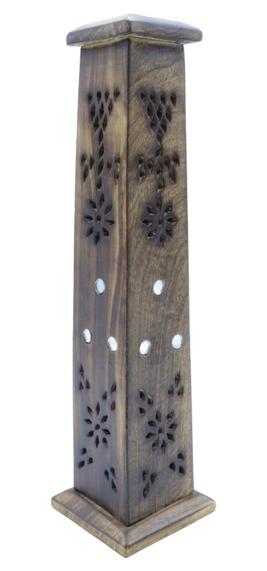 Portaincenso Legno Torre Motivi 30cm