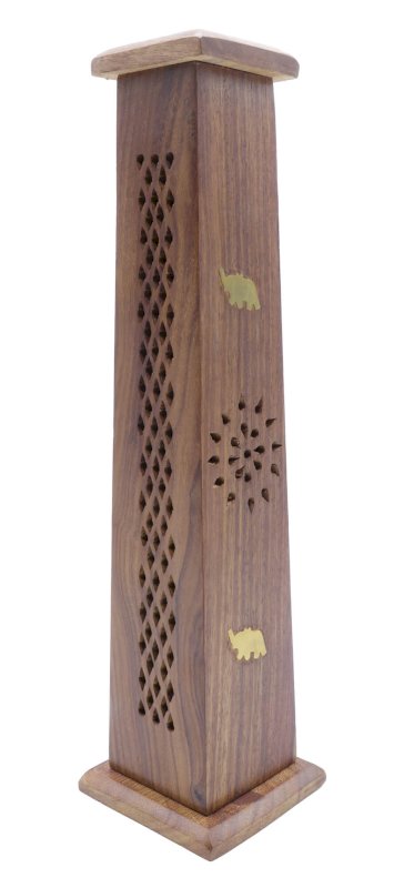Porta incenso in legno a torre degli elefanti 30 cm