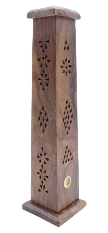 Porta incenso in legno a torre Ying-Yang 30 cm