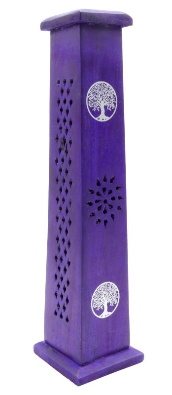Porta incenso in legno Torre Albero della vita 30cm