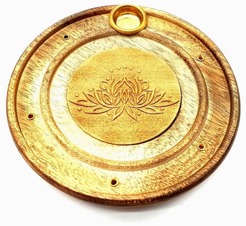 Porta incenso rotondo in legno di loto da 10 cm