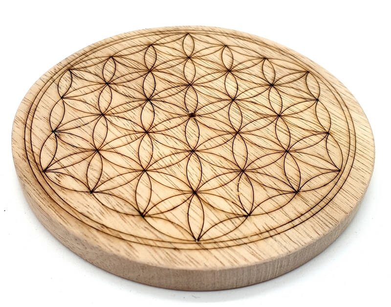 Porta incenso in legno Fiore della Vita 10 cm