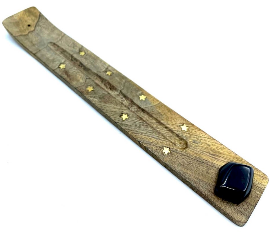 Portaincenso in legno da sci 25 cm + Tormalina nera