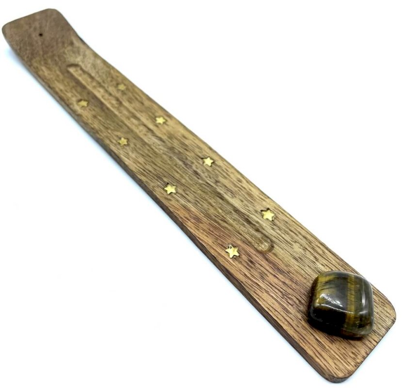 Portaincenso in legno da sci 25 cm + Occhio di tigre