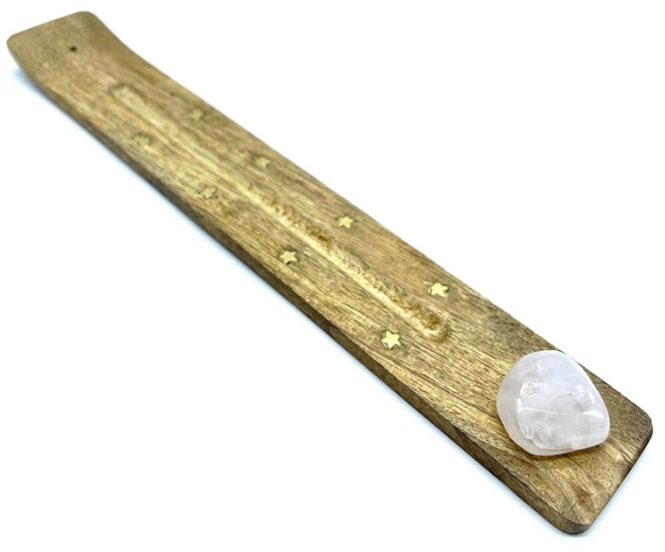 Portaincenso in legno da sci 25 cm + Quarzo rosa