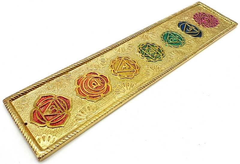 Portaincenso 7 Chakra in metallo dorato 28 cm