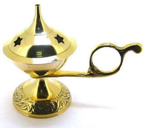 Bruciatore in resina ottone Manico stelle dorate 8cm