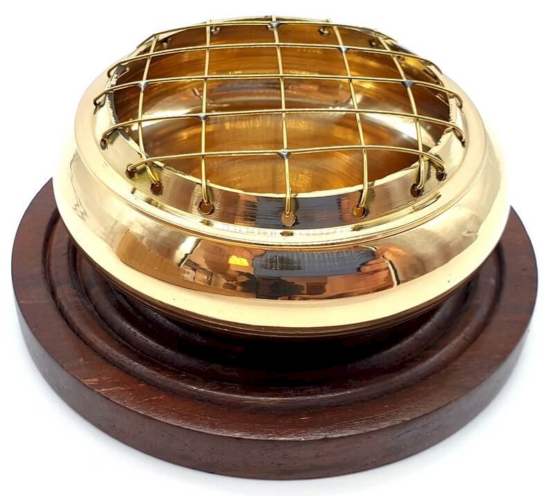Bruciatore in resina di bronzo con base in legno da 8 cm