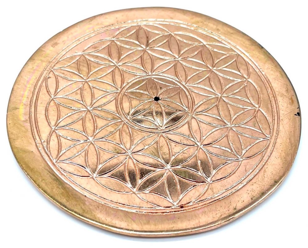 Portaincenso in metallo Fiore della Vita 15 cm - Placcato Rame