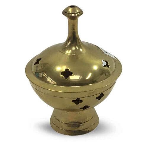 Bruciatore Resina Ottone Stelle Oro 10cm