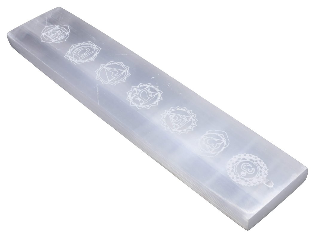 Porta incenso da sci Selenite 7 Chakra 15cm