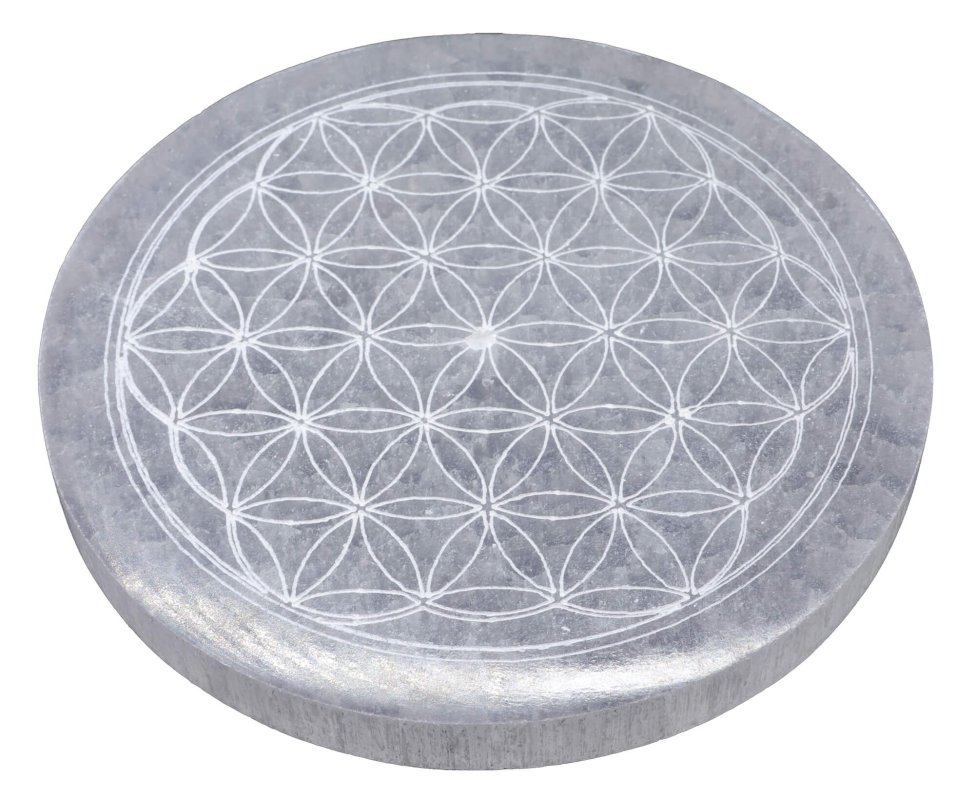 Portaincenso Selenite Fiore della Vita 10cm