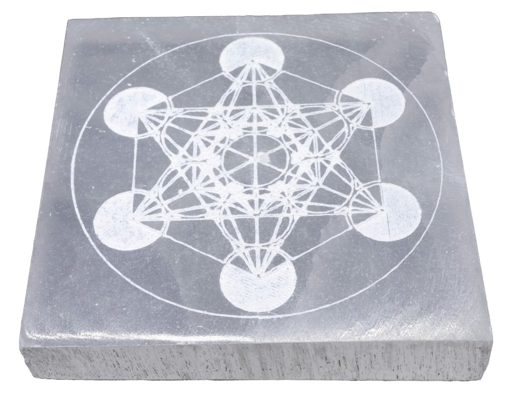 Portaincenso Selenite Metatron quadrato 10cm