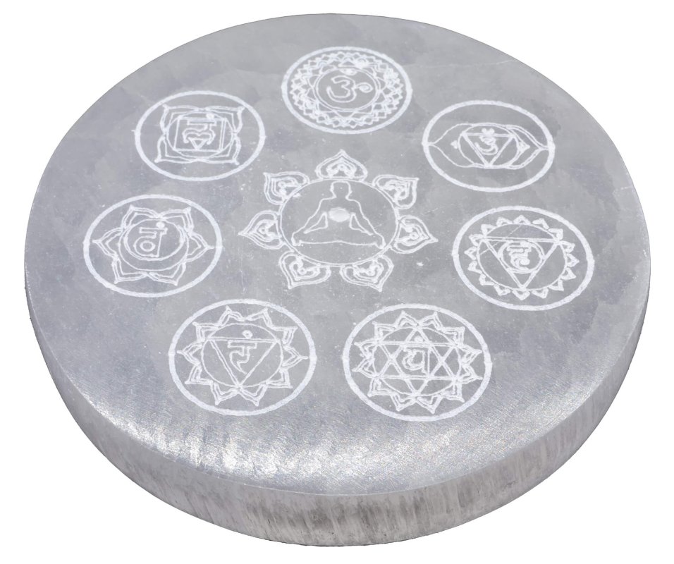 Porta Incenso Buddha Selenite 7 Chakra 10cm