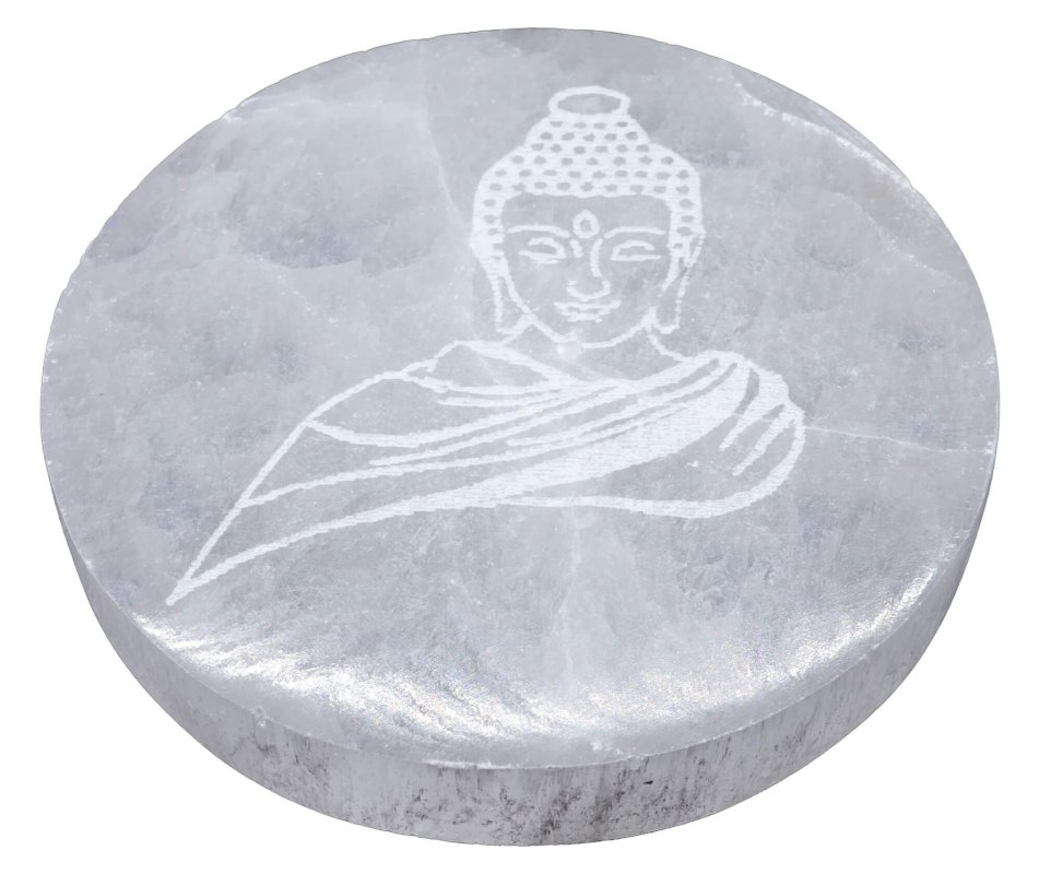 Porta incenso Buddha in selenite 10 cm