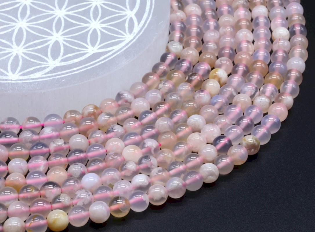 Perline di agata ciliegia da 6 mm su filo da 40 cm