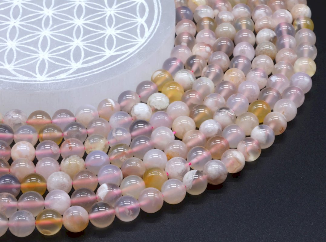 Perline di agata ciliegia da 8 mm su filo da 40 cm