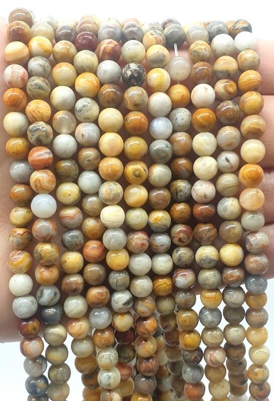 Perline Crazy Lace Agate da 6 mm su un filo da 40 cm