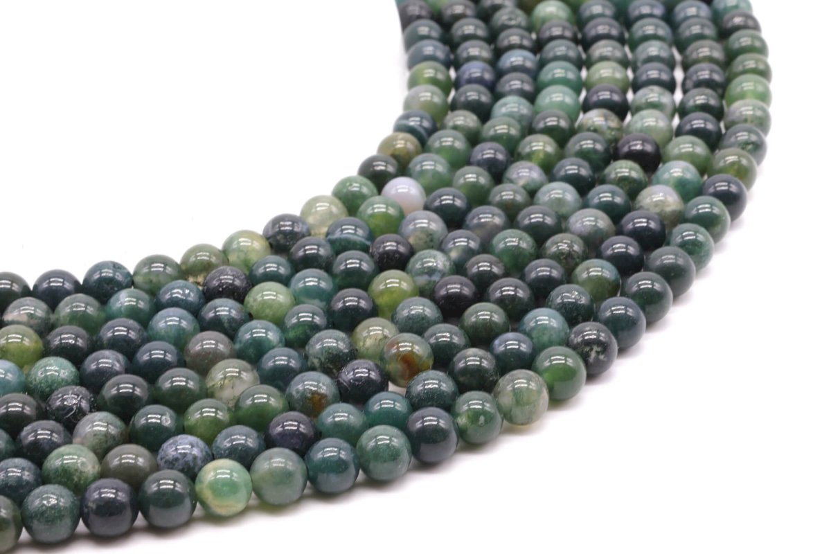 Perline di agata muschiata 6mm su filo da 40 cm