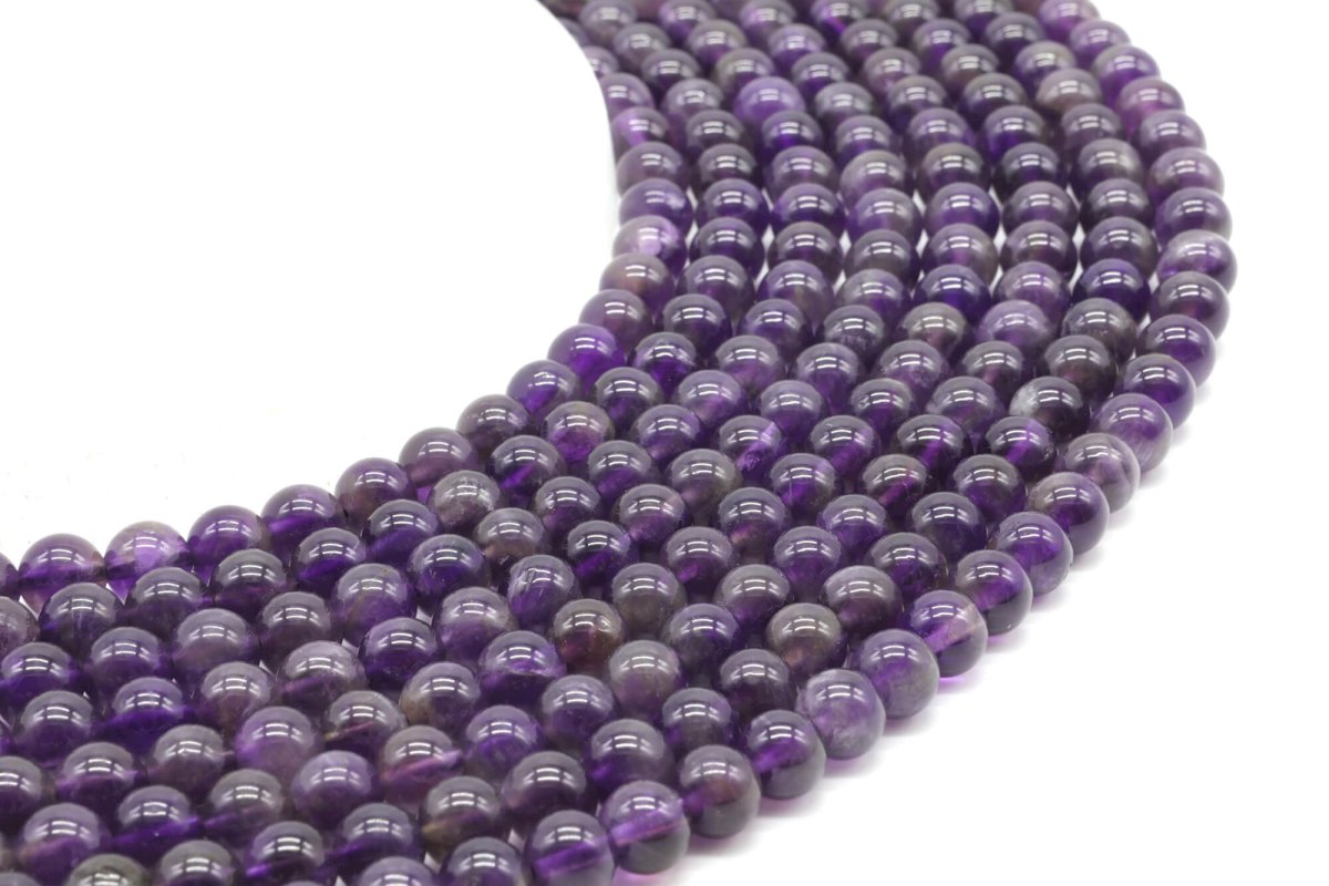 Perle di ametista 'Dark' 6mm su filo 40cm