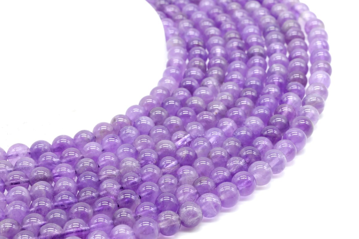 Perle di ametista 'Purple Light' 6mm su filo 40cm
